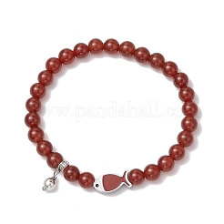 2 bracelet extensible en perles de cornaline naturelle et de jade blanc naturel&nbsp;BJEW-JB11197