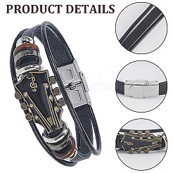 3 pulsera de cordón de cuero y aleación de 3 colores para hombres y mujeres.&nbsp;BJEW-CL0001-25