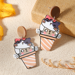 Забавные серьги-гвоздики из акрила в виде животных&nbsp;FM4480-1