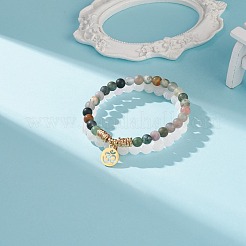 2 Uds 2 estilos de ágata natural desgastada (teñida) y ágata india y juego de pulseras elásticas de hematita sintética&nbsp;BJEW-JB08656