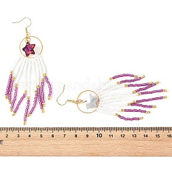 Pendientes colgantes con borlas y cuentas de vidrio estrellado&nbsp;EJEW-MZ00777-03