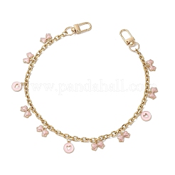 Декоративные цепочки из сплава с розовой эмалью и кисточкой-бантом из нержавеющей стали 304&nbsp;AJEW-BA00171-01