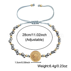 Verstellbare Armbänder aus geflochtenen Glas- und Messingperlen&nbsp;VF6330