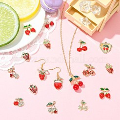 28 шт. 14 стиля подвески-фрукты из цинкового сплава со стразами&nbsp;FIND-CJ0004-95
