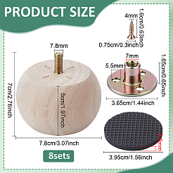 Patas de muebles de madera&nbsp;FIND-WH0139-966B