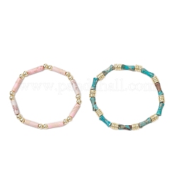 2шт 2 стиля синтетические и натуральные императорские яшмовые бусины эластичные браслеты наборы&nbsp;BJEW-JB12073