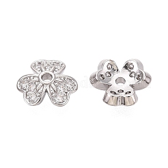 Capuchons de perles en zircone cubique transparent micro pave en laiton&nbsp;KK-Q071-11P-02