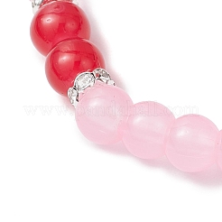Pulseras con dijes redondos de cuentas de vidrio imitación jade con pintura para hornear&nbsp;BJEW-JB11737-03