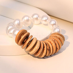 Эластичные браслеты из пластикового жемчуга и натурального кокоса для женщин&nbsp;WGB2189-01