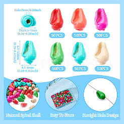 300 шт. 6-цветные бусины из натуральных спиральных ракушек&nbsp;BSHE-TA0001-14