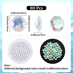 80 pièce de breloques connecteur en verre transparent à facettes&nbsp;GLAA-SP0001-88D-02