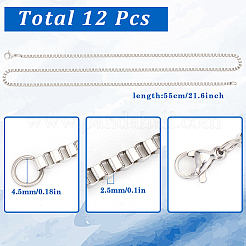 12 шт. набор из цепочек-коробок из нержавеющей стали 201&nbsp;NJEW-SC0001-16