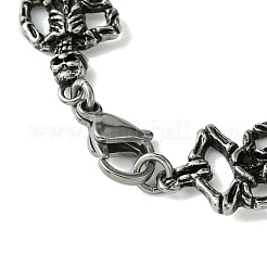 Bracciali a catena con maglie scheletriche in acciaio inossidabile 304 di Halloween per donne e uomini&nbsp;BJEW-C063-07AS