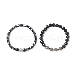 2 bracciale elastico con perline di pietre preziose miste naturali e sintetiche&nbsp;BJEW-JB12720-02