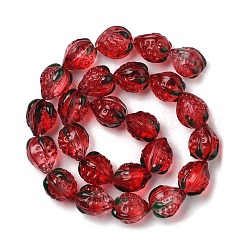 Прозрачные стеклянные эмалевые бусины клубника&nbsp;LAMP-V001-05C