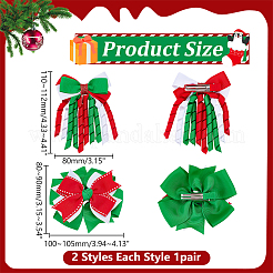 2 пара 2 стильных рождественских заколок для волос в виде аллигатора из полиэстера и сплава&nbsp;PHAR-WR0001-06