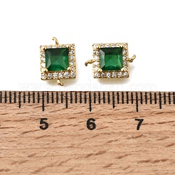 Quadratische Verbindungsanhänger aus Messing mit Zirkonia-Pavé&nbsp;KK-C255-09B-01