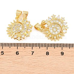 Подвески из латуни с микропаве из прозрачных кубических цирконий в виде солнца и луны&nbsp;KK-C169-03G