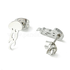 Orecchini a bottone in acciaio inossidabile 304 con tema animaletto carino e anti-ossidazione&nbsp;EJEW-B041-04C-P