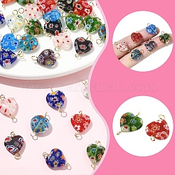 45 шт. 9 стиля подвески-коннекторы в форме сердца ручной работы миллефиори лэмпворк&nbsp;PALLOY-YW00124