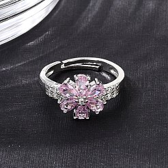 Messing Micro Pave Zirkonia Manschette offene Ringe&nbsp;CU-CBA5C10-03P