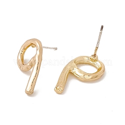 Orecchini a bottone con numero in ottone con 925 spilla in argento sterling da donna&nbsp;EJEW-A077-01I