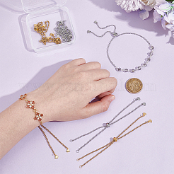 10 шт. 2 цвета 304 нержавеющая сталь коробка цепи слайдер браслет изготовление&nbsp;AJEW-UN00016