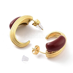 Ионное покрытие (ip) овальные серьги-гвоздики из нержавеющей стали 304 с эмалью&nbsp;EJEW-P258-02G