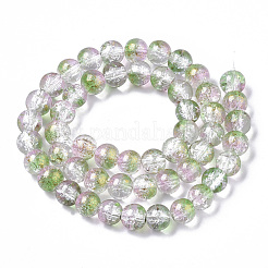 Brins de perles de verre craquelées peintes à la bombe&nbsp;GLAA-N035-03C-A01