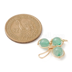 Подвески из натурального зеленого авантюрина с бисером трилистник&nbsp;PALLOY-TA00058-02