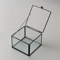 Quaderförmiges transparentes Glas mit Aufbewahrungsbox aus Zinklegierung&nbsp;CON-WH0095-94