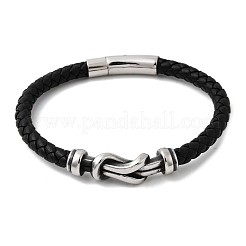 Плетеные браслеты из кожаного шнура из микрофибры&nbsp;BJEW-A092-01B-AS