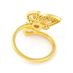 Открытое кольцо-манжета из стекла и циркония в форме бабочки&nbsp;RJEW-U003-01G