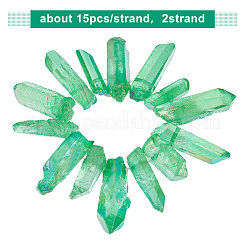 2 нити гальванизированных бусин из натурального кварцевого кристалла&nbsp;G-OC0002-53A