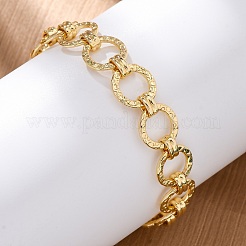 Латунные кольца звенья цепи браслеты для женщин мужчин&nbsp;LS-BJEW-K273-16G