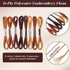 8 моток 8 цвета 6-слойная полиэфирная мулине для вышивания&nbsp;OCOR-CY0002-09A