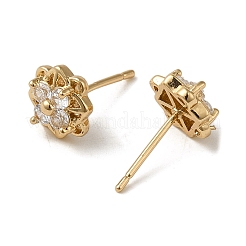 Серьга-гвоздик из латуни с кубическим цирконием EJEW-L271-29KCG