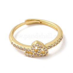 Bagues réglables en laiton plaqué zircone cubique avec lettres arabes pour femmes&nbsp;RJEW-S407-10G-01
