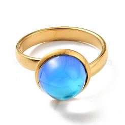 Anillo de dedo redondo plano de vidrio k9&nbsp;RJEW-G253-02A-G