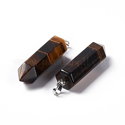 Natürliche tigerauge doppelterminierte spitze anhänger&nbsp;G-G926-01P-03