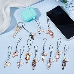 Ремешки для мобильных телефонов из сплава с эмалью и принтом «кошки и лапы»&nbsp;HJEW-AB00560