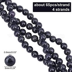 4 filo di perline sintetiche di pietra d'oro blu&nbsp;G-CA0001-19