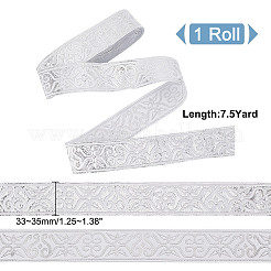 Жаккардовая цветочная лента из полиэстера длиной 7.5 ярд.&nbsp;OCOR-WH0088-84D