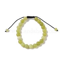 Pulseras redondas de cuentas trenzadas de jade limón natural de 8 mm&nbsp;BJEW-C067-01B-02
