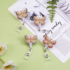 Бабочка со стразами значок катушка&nbsp;AJEW-SZ0001-67