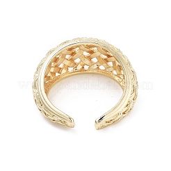 Полые клетки тартана латунные открытые манжеты кольца для женщин&nbsp;RJEW-Z055-05G-02