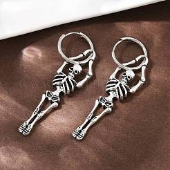 Серьги-кольца из сплава скелетов&nbsp;LS-EJEW-Z132-01AS