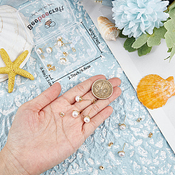 6 пара круглых сережек-гвоздиков с натуральным жемчугом&nbsp;KK-BBC0011-16