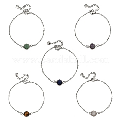 Halbrunde Gliederarmbänder aus Natursteinperlen&nbsp;BJEW-JB14121-02