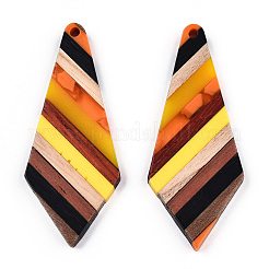 Большие подвески из прозрачной смолы и орехового дерева&nbsp;LS-X-RESI-TAC0017-48-B01